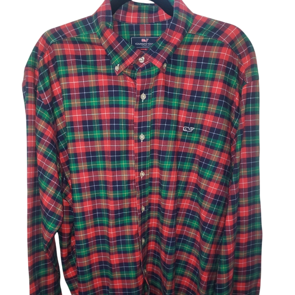 Vineyard Vine Red Plaid Button XL Style 1w0947